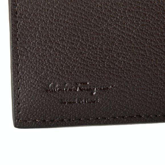 Salvatore Ferragamo Men's Dark Brown Pebbled Leather Bifold Wallet - Picture 4 of 6